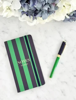 Stationery*Zjoosh Paige Journal Navy Green Stripe