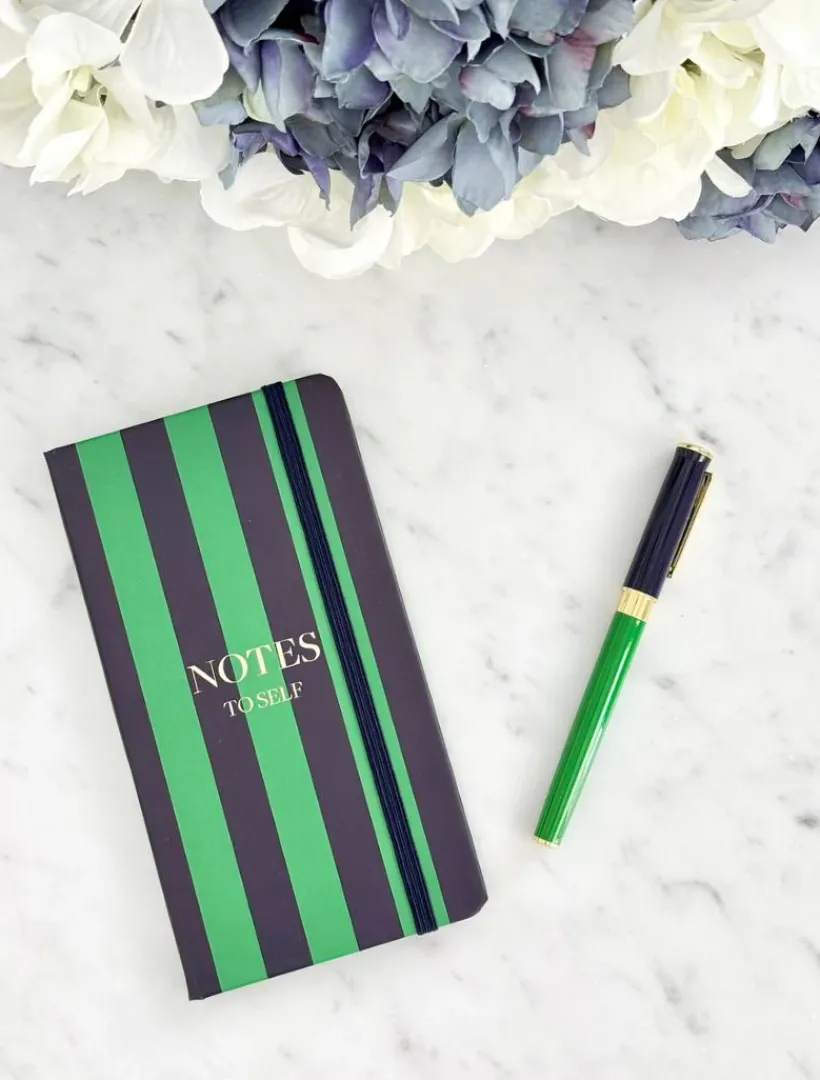 Stationery*Zjoosh Paige Journal Navy Green Stripe