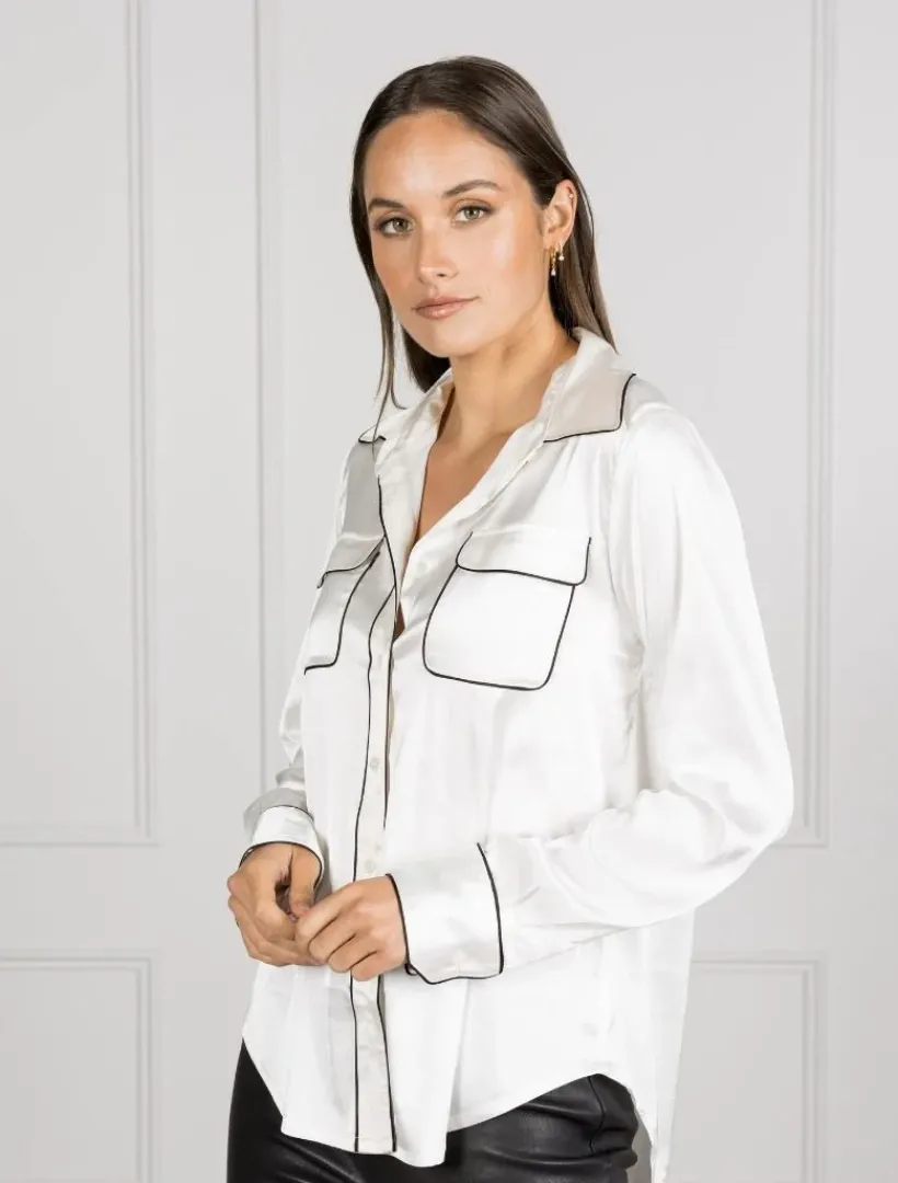 Shirts And Tops*Zjoosh Pamela Satin Top - FINAL SALE Ivory