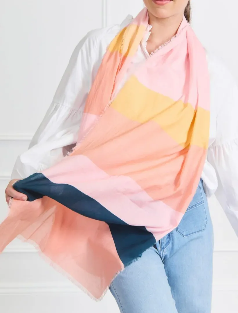 Fashion Scarves|Scarves*Zjoosh Panama Scarf Peach Navy Yellow