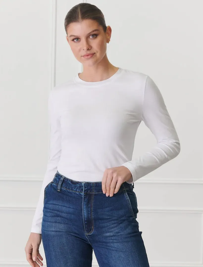 Shirts And Tops*Zjoosh Paris Long Sleeve Classic Tee White