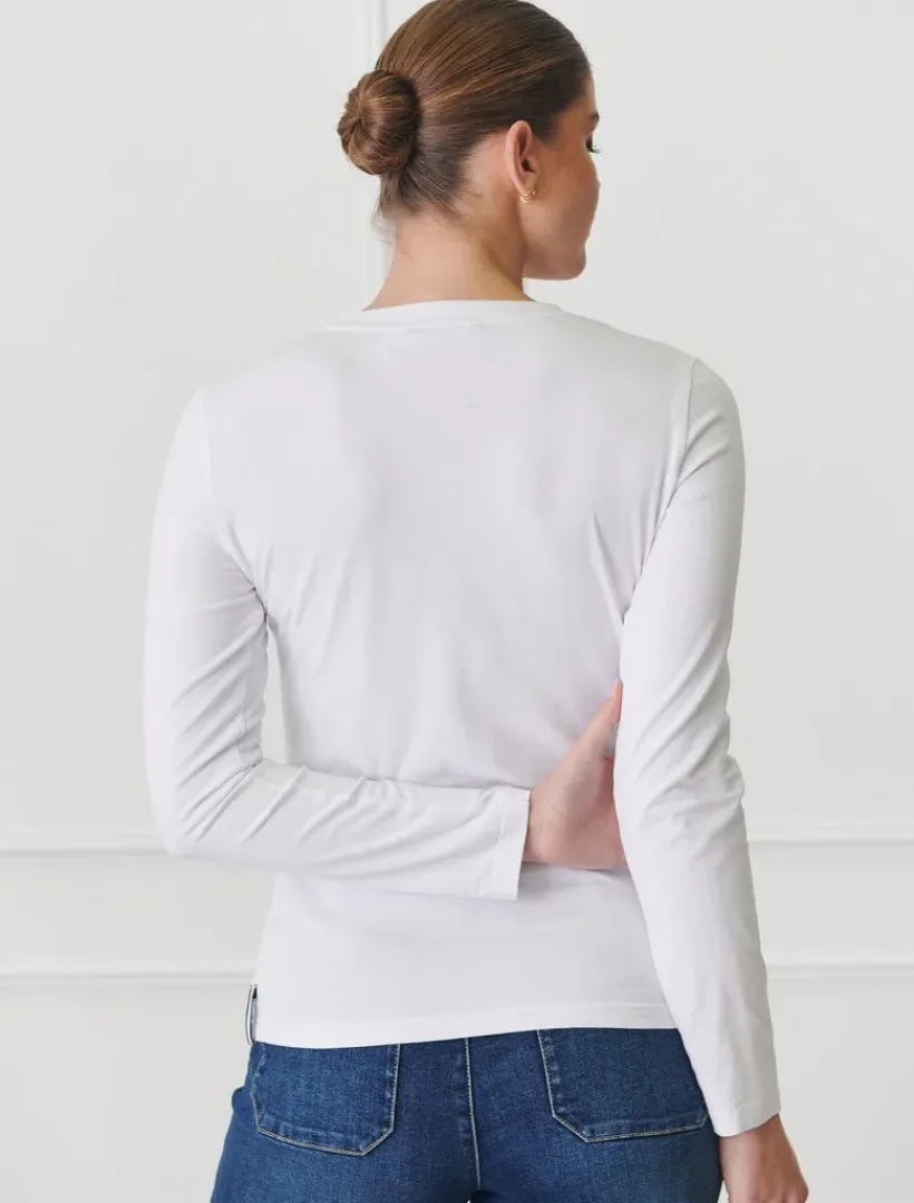 Shirts And Tops*Zjoosh Paris Long Sleeve Classic Tee White