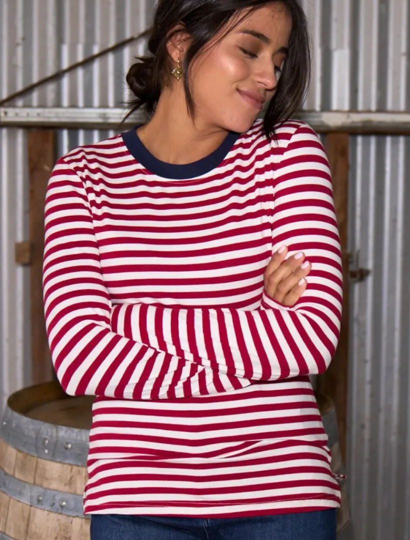 Shirts And Tops*Zjoosh Paris Long Sleeve Tee Red White RedWhite