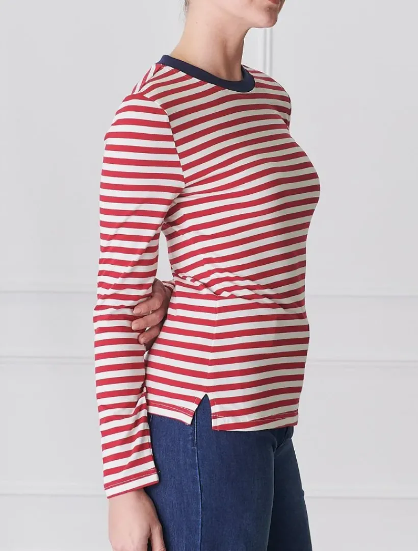 Shirts And Tops*Zjoosh Paris Long Sleeve Tee Red White RedWhite