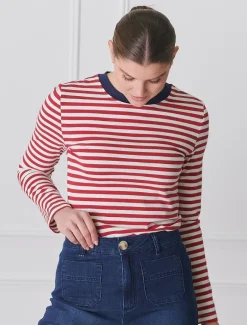 Shirts And Tops*Zjoosh Paris Long Sleeve Tee Red White RedWhite