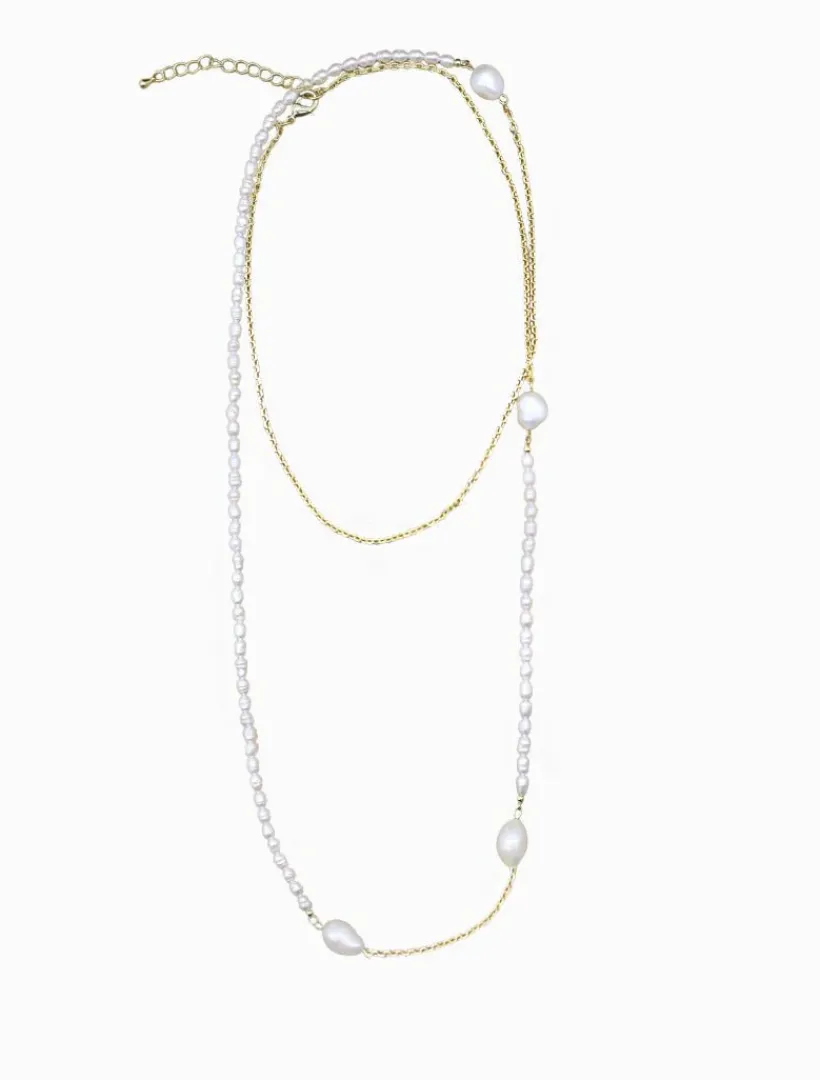 Pearl Jewellery|Necklaces*Zjoosh Pearl and Gold Long Necklace
