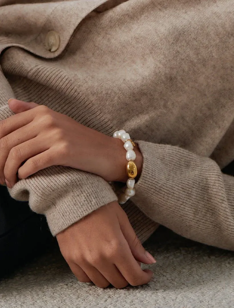 Pearl Jewellery|Bangles And Bracelets*Zjoosh Pearl Bracelet Gold Bean