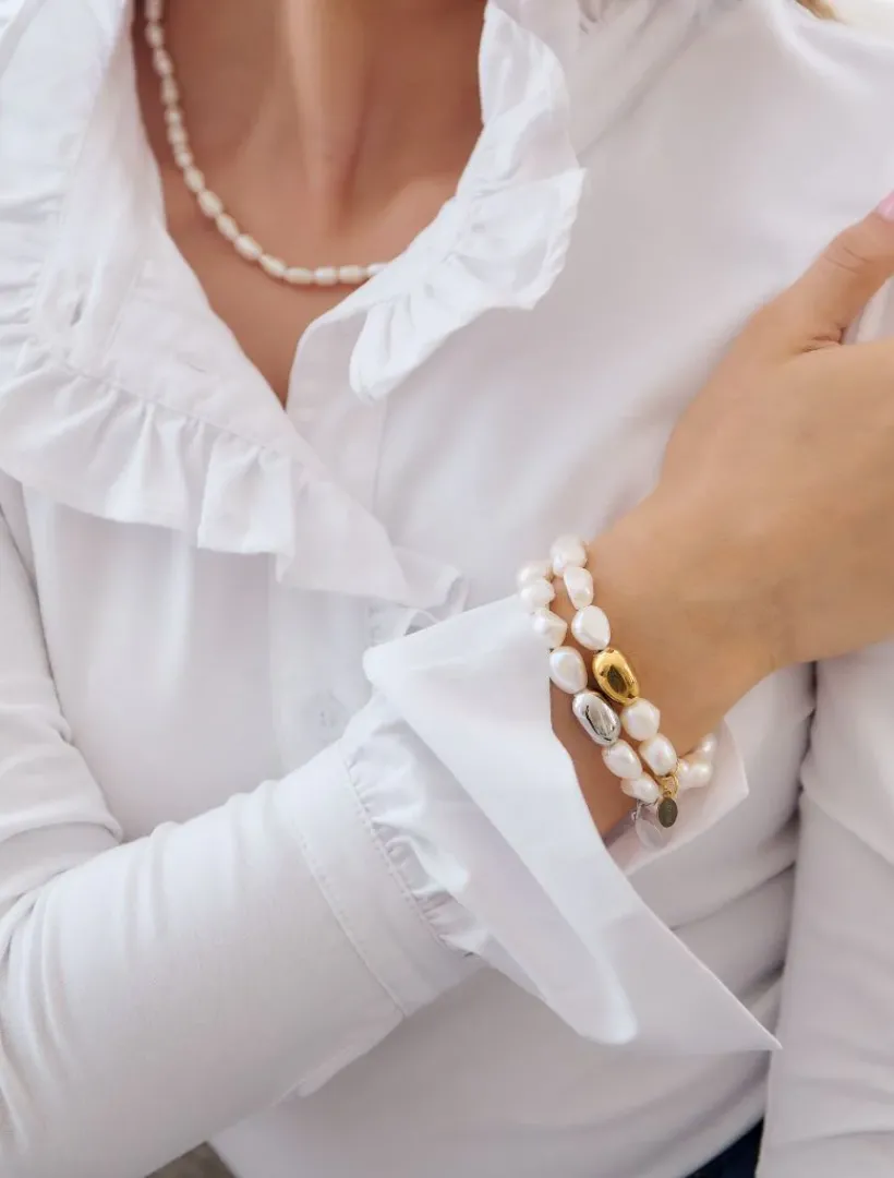 Pearl Jewellery|Bangles And Bracelets*Zjoosh Pearl Bracelet Silver Bean