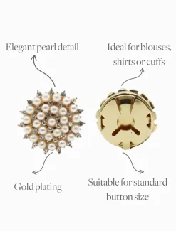Pearl Jewellery*Zjoosh Pearl Crystal Button Covers Set of 2