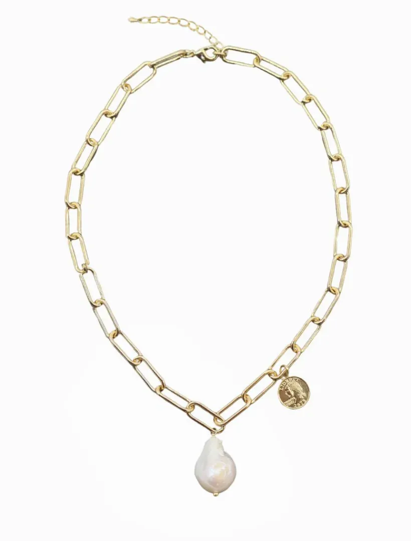 Pearl Jewellery|Gold Jewellery*Zjoosh Pearl Drop With Coin Necklace