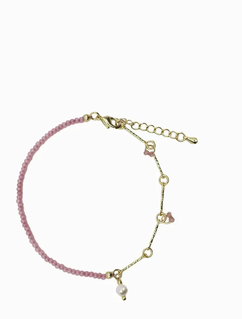 Pearl Jewellery|Bangles And Bracelets*Zjoosh Pink Stone Pearl and Gold Bracelet
