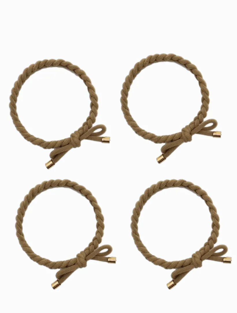Hats & Hair Accessories*Zjoosh Plait Bow Hair Ties Set of 4 Beige