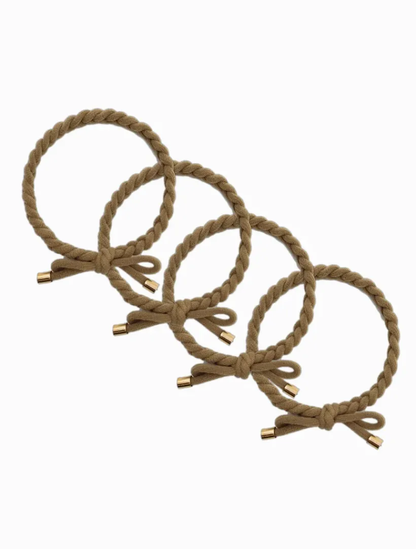 Hats & Hair Accessories*Zjoosh Plait Bow Hair Ties Set of 4 Beige