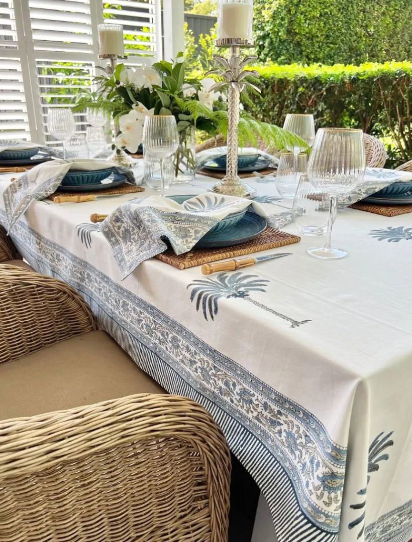 Table Linen*Zjoosh Ritchie Palms Tablecloth (150cm x 320cm) Blue
