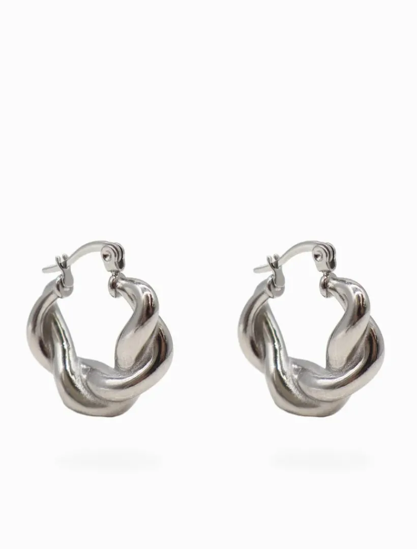 Silver Jewellery|Earrings*Zjoosh Rope Hoops Silver