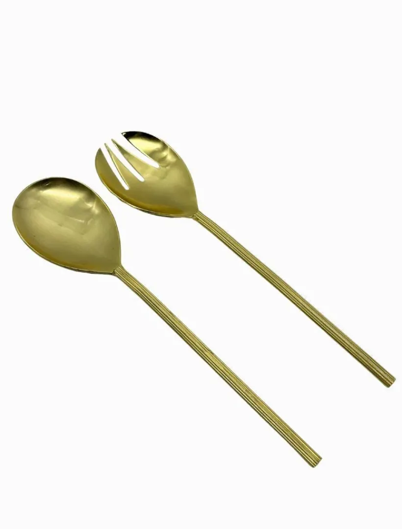 Cutlery & Servers*3rd Party Other Salad Servers Ribbed Gold
