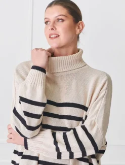 Knits And Jumpers*Zjoosh Samantha Striped Knit Ecru Black