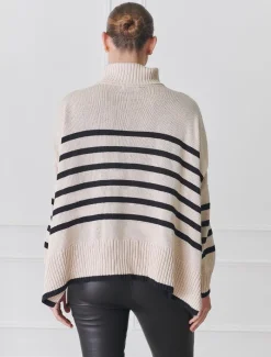 Knits And Jumpers*Zjoosh Samantha Striped Knit Ecru Black