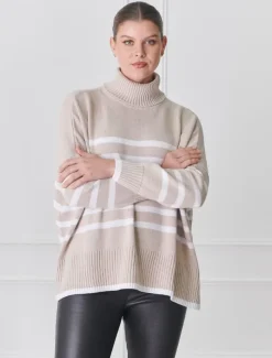 Knits And Jumpers*Zjoosh Samantha Striped Knit Ecru White