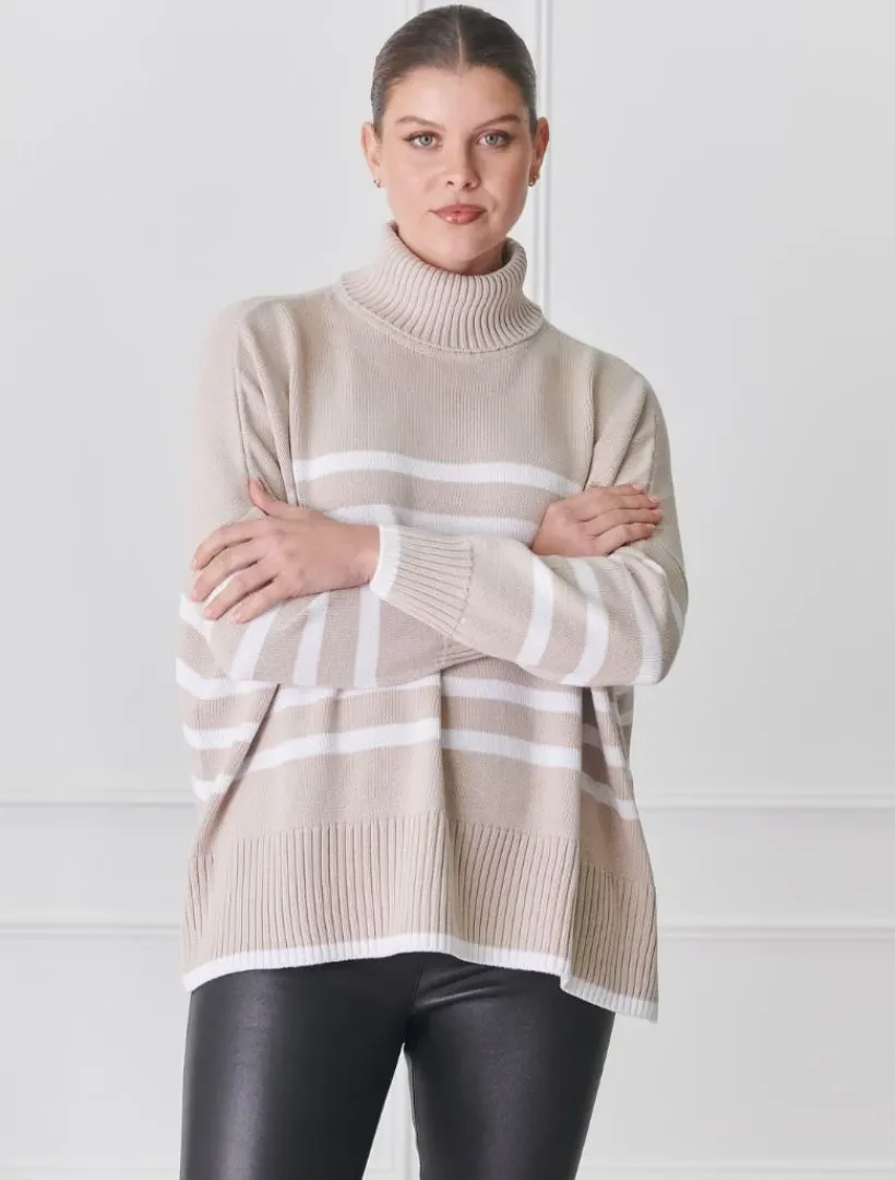 Knits And Jumpers*Zjoosh Samantha Striped Knit Ecru White
