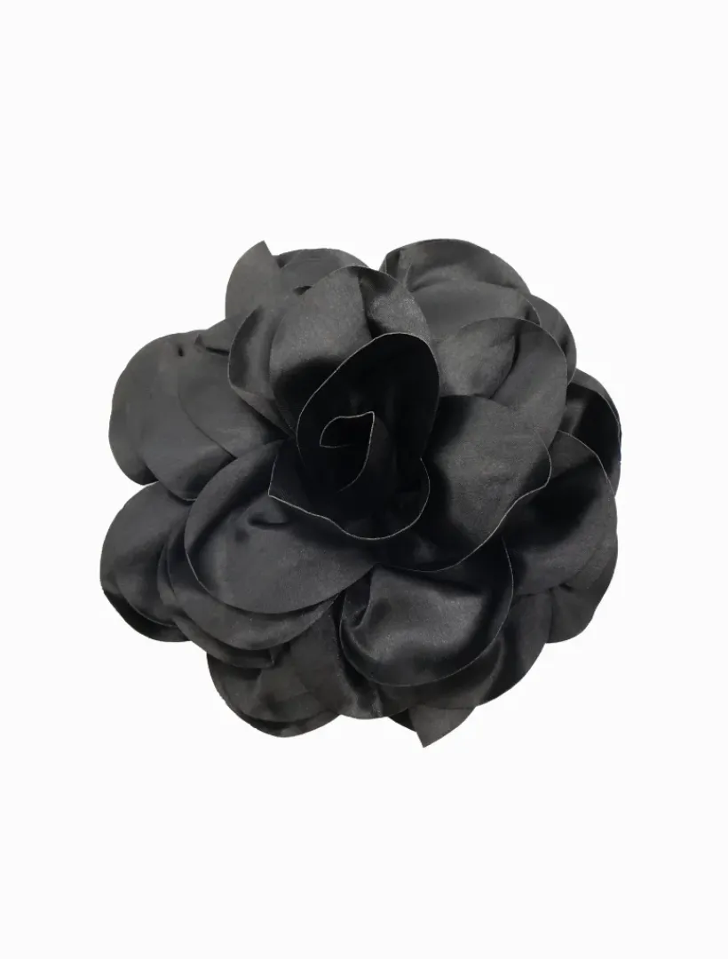 Hats & Hair Accessories*Zjoosh Satin Flower Brooch Black