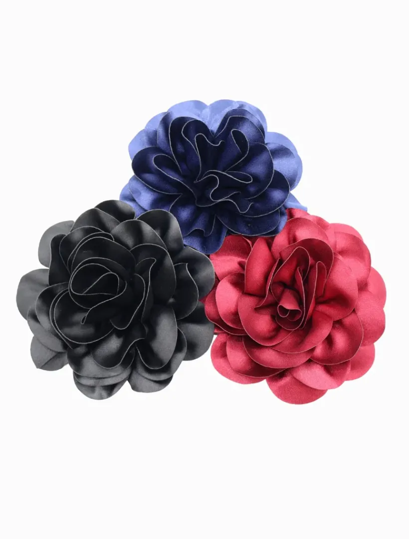 Hats & Hair Accessories*Zjoosh Satin Flower Brooch Black