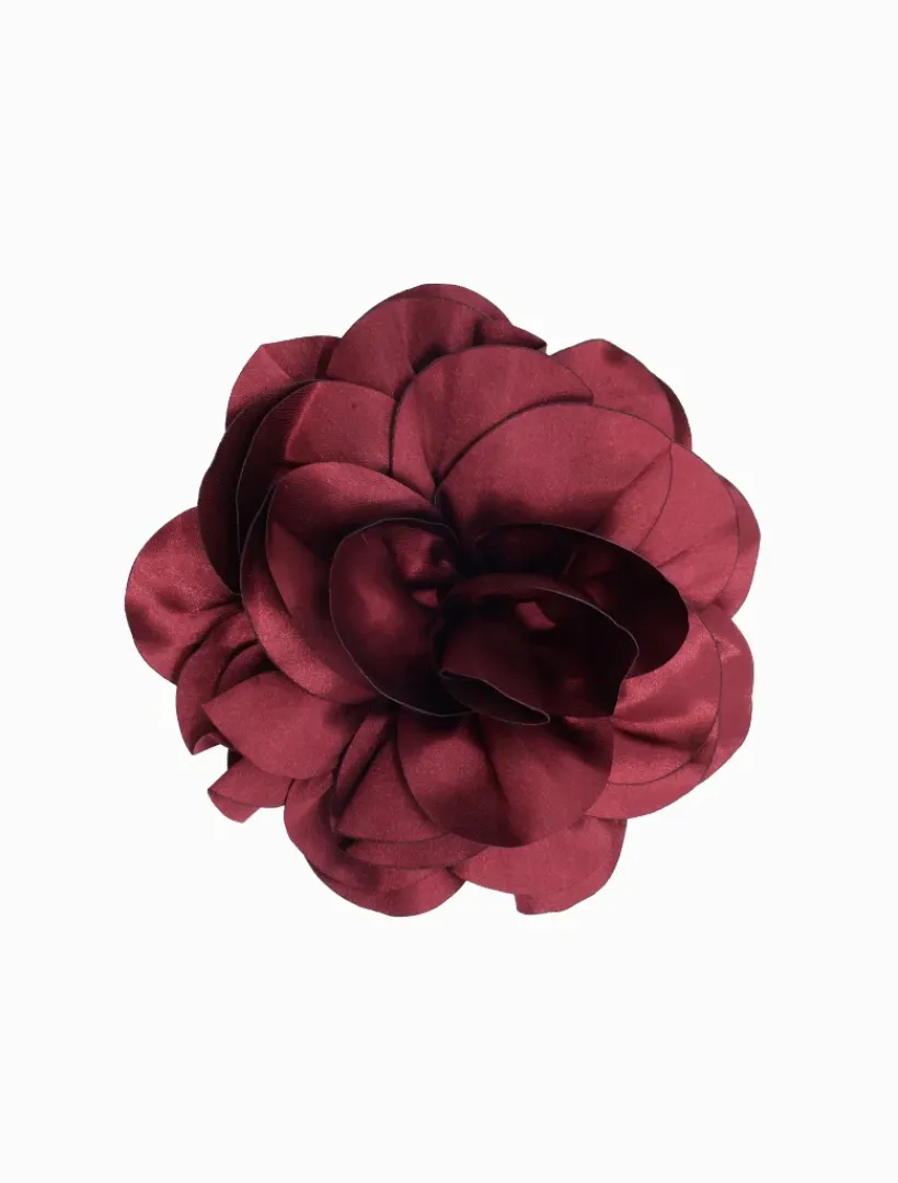 Hats & Hair Accessories*Zjoosh Satin Flower Brooch Merlot