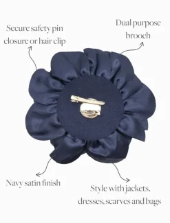 Hats & Hair Accessories*Zjoosh Satin Flower Brooch Navy