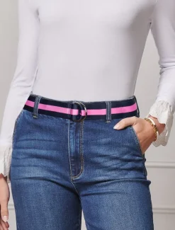 Belts*Zjoosh Saturday Belt Navy Pink NavyPink