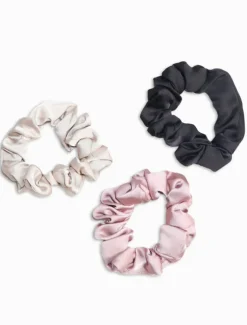 Hats & Hair Accessories*Zjoosh Scrunchie Set of 3 Black Pink Ivory
