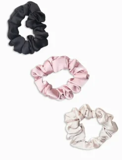 Hats & Hair Accessories*Zjoosh Scrunchie Set of 3 Black Pink Ivory