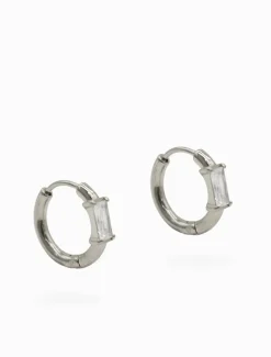 Earrings|Silver Jewellery*Zjoosh Small Hoops Baguette Silver