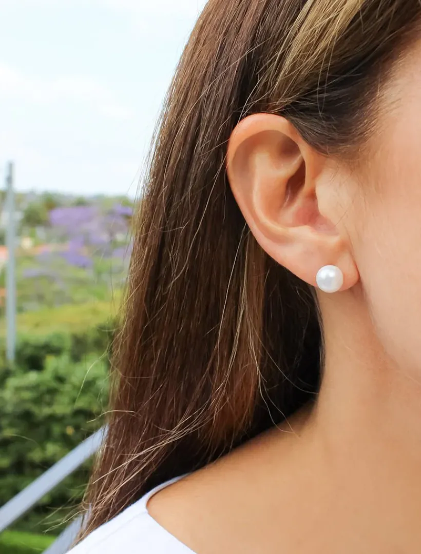 Pearl Jewellery|Earrings*Zjoosh Small Pearl Stud White