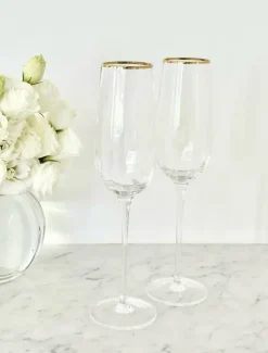 Glassware*Zjoosh Soiree Crystal Champagne Flutes (Set of 2) Clear