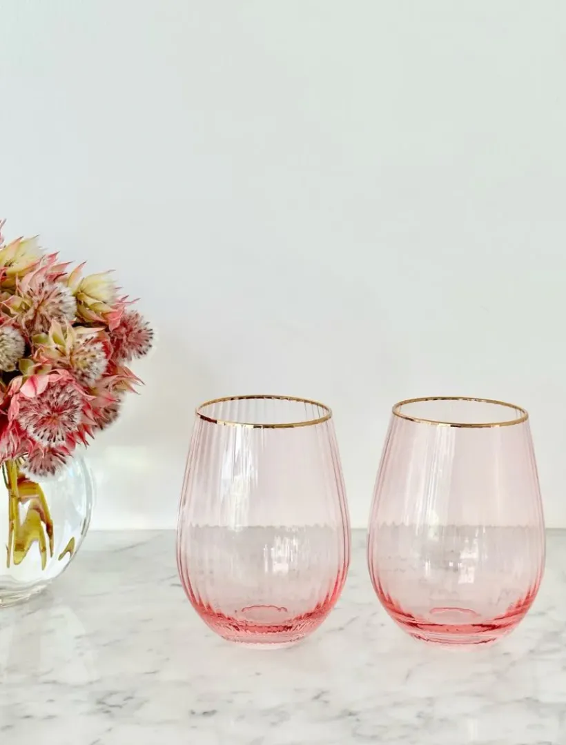 Glassware*Zjoosh Soiree Crystal Gin Tumblers (Set of 2) Pink