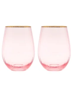 Glassware*Zjoosh Soiree Crystal Gin Tumblers (Set of 2) Pink