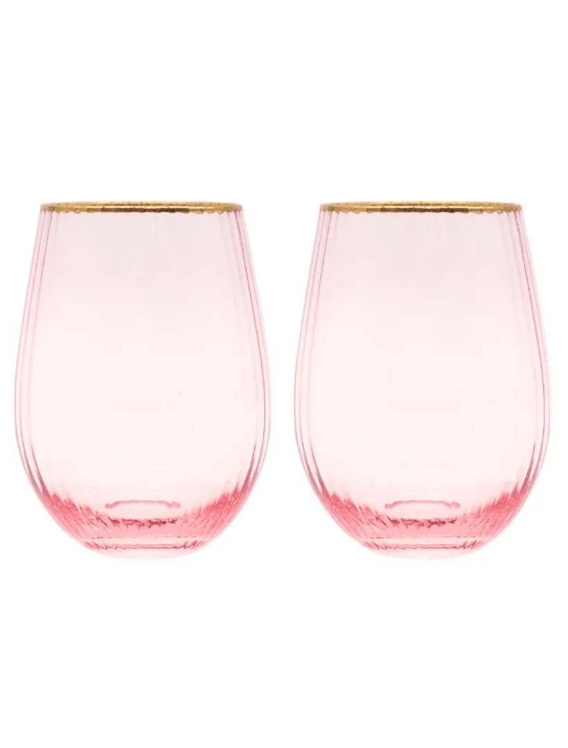 Glassware*Zjoosh Soiree Crystal Gin Tumblers (Set of 2) Pink
