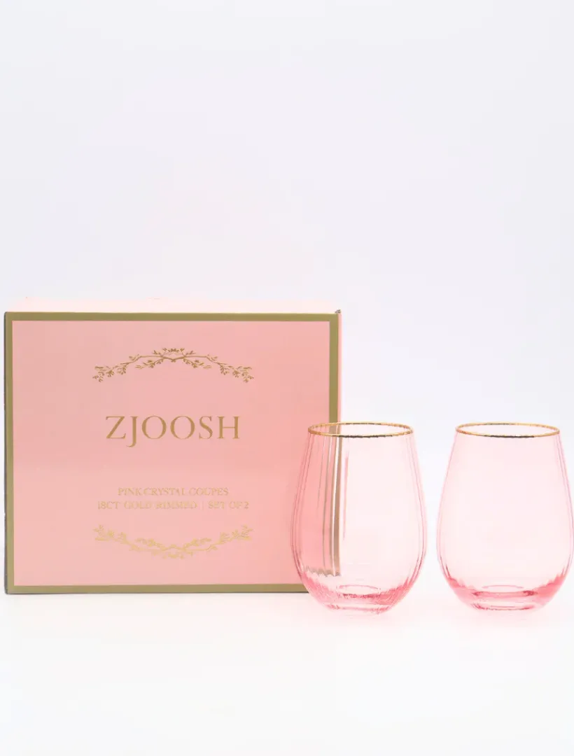 Glassware*Zjoosh Soiree Crystal Gin Tumblers (Set of 2) Pink
