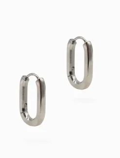 Earrings|Silver Jewellery*Zjoosh Solid Oval Lever Hoops Silver