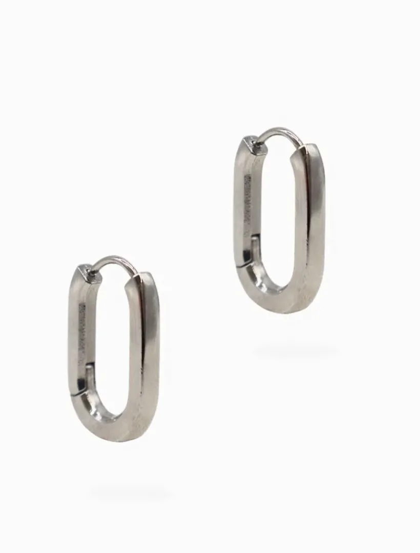 Earrings|Silver Jewellery*Zjoosh Solid Oval Lever Hoops Silver