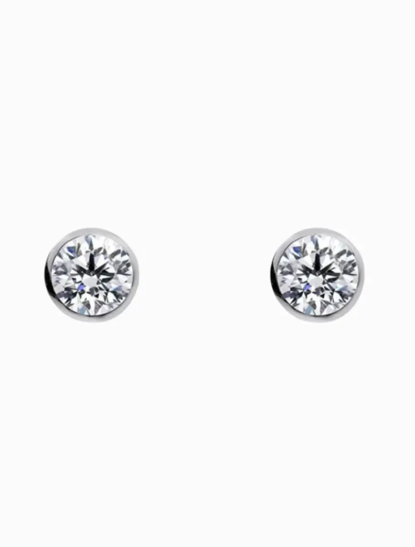 Earrings|Silver Jewellery*Ellani Ss 5Mm Wh Cz Bezel Studs