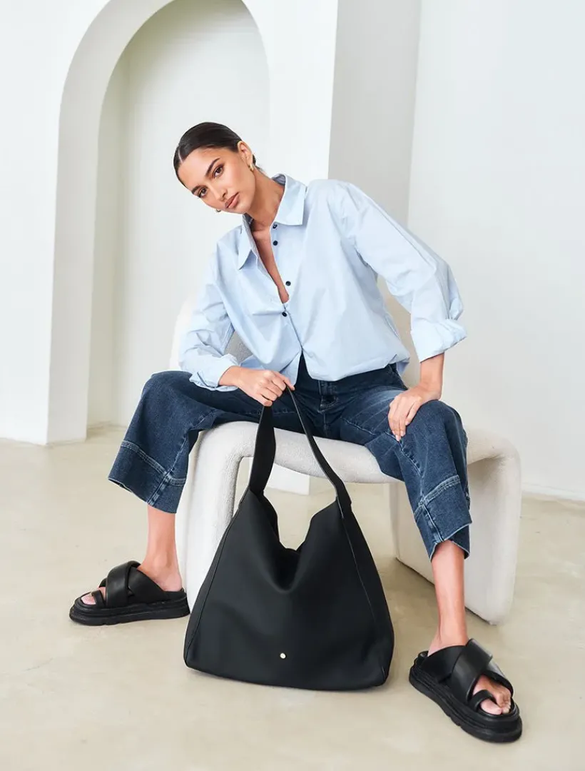 Totebags|Zjoosh Leather*Zjoosh Stevie Slouch Tote Black