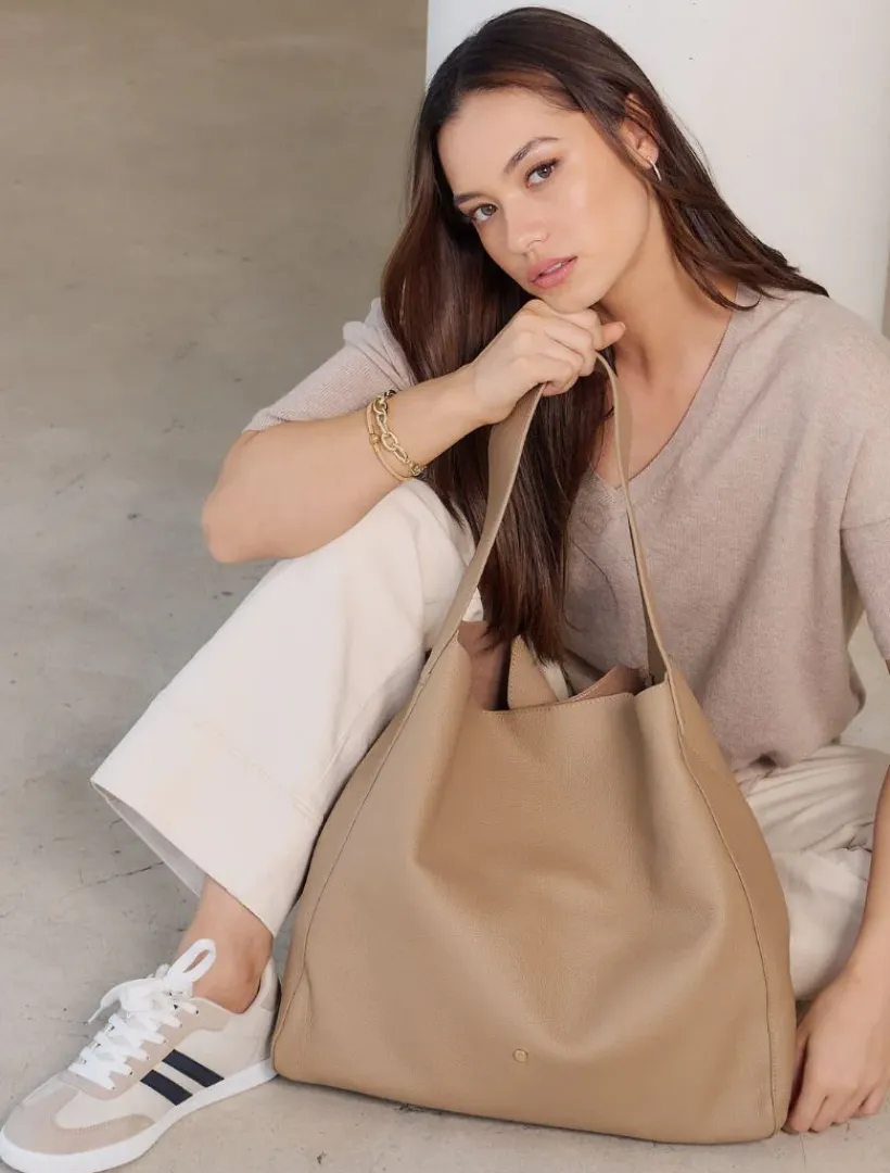 Totebags|Zjoosh Leather*Zjoosh Stevie Slouch Tote Hazelnut