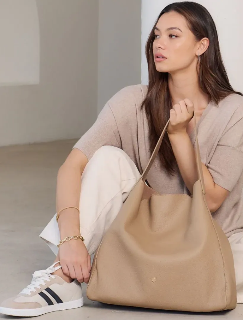 Totebags|Zjoosh Leather*Zjoosh Stevie Slouch Tote Hazelnut