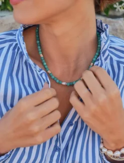 Pearl Jewellery|Necklaces*Zjoosh Stone and Pearl Necklace Aqua