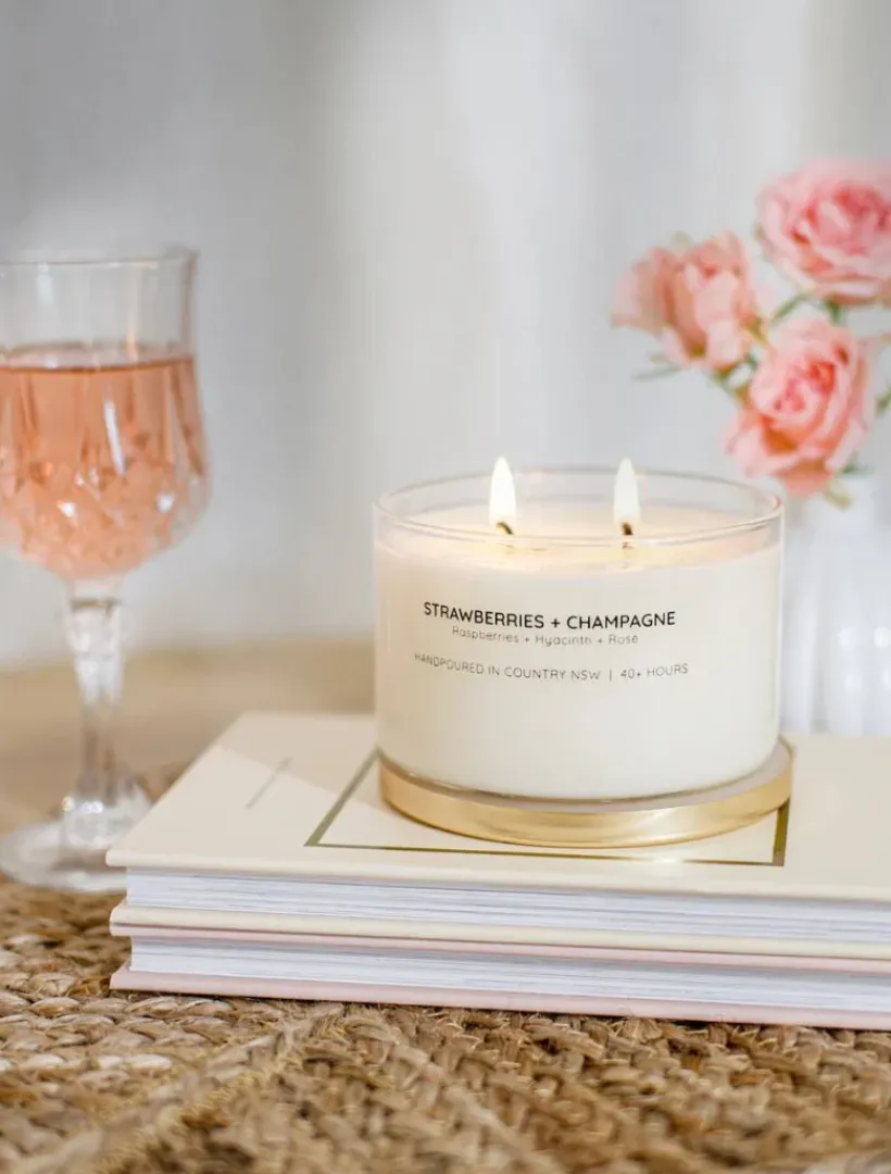 Scented Candles*3rd Party Other Strawberries u0026 Champagne Soy Candle