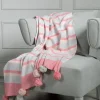 Blankets And Throws*Zjoosh Striped Throw Blanket Peony
