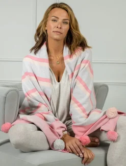 Blankets And Throws*Zjoosh Striped Throw Blanket Peony