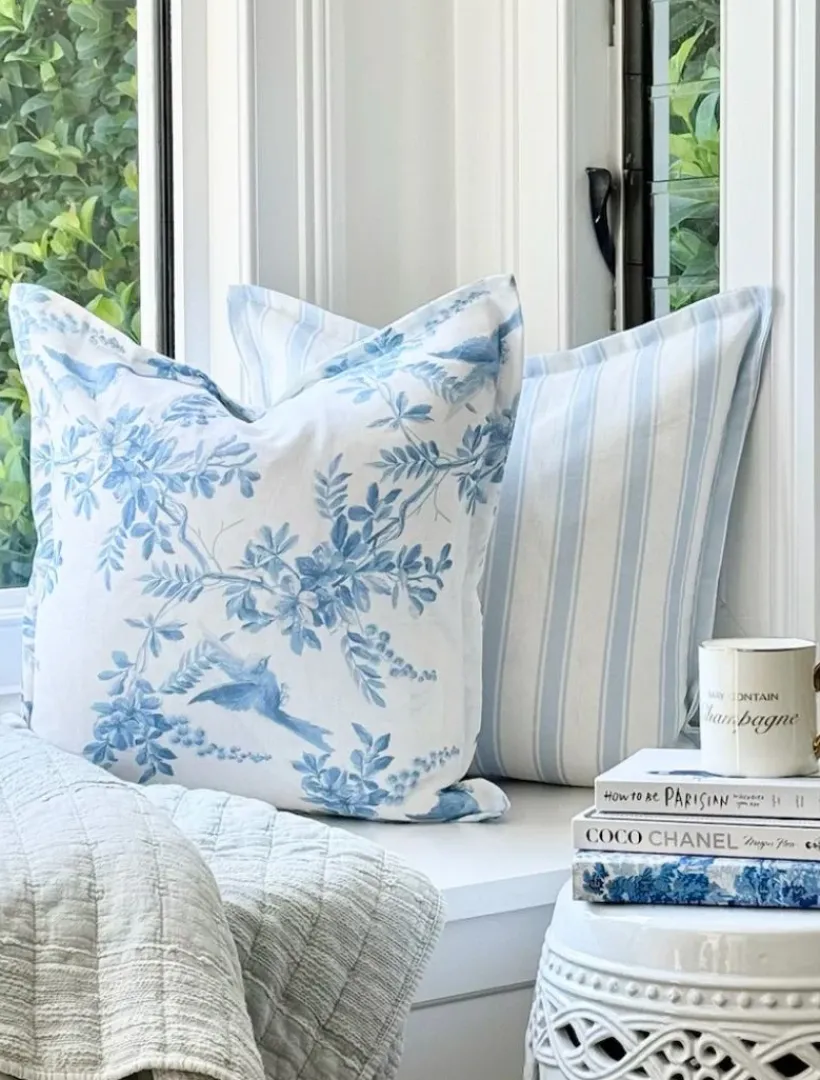 Cushions*Zjoosh Stripes Linen Cushion Light Blue LightBlue