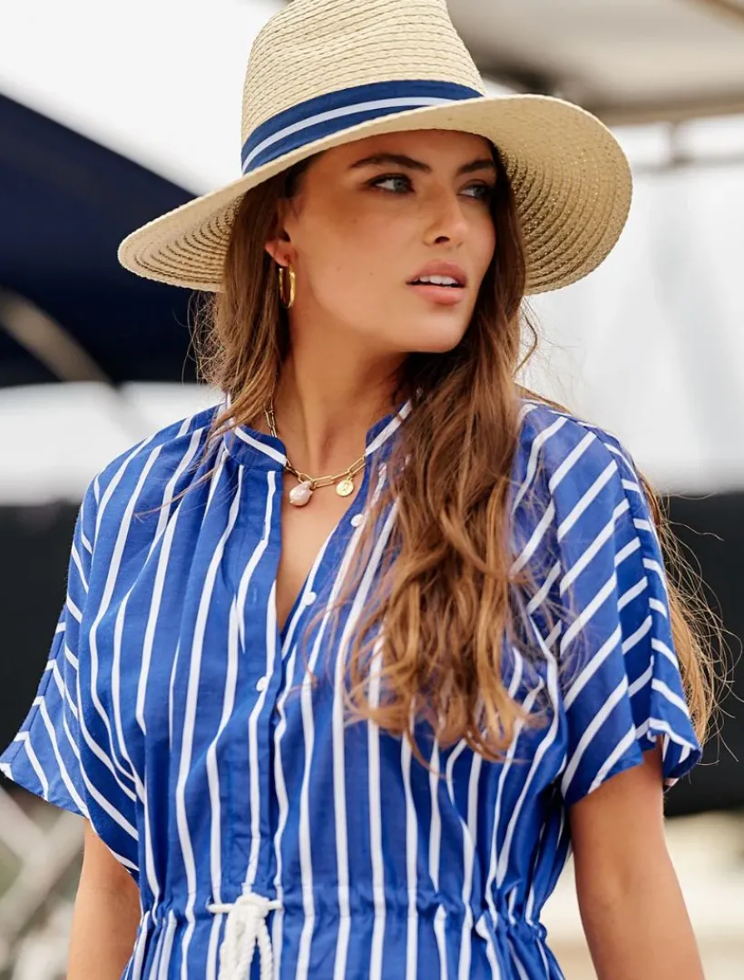 Hats & Hair Accessories*Zjoosh Summer Fedora Navy Stripe